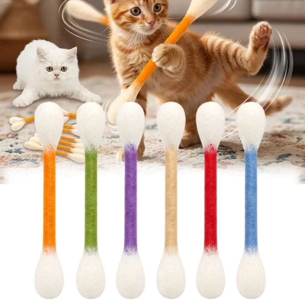 6er-Set Filz-Baumwollstäbchen für Katzen: Leichte, weiche interaktive Kick-Sticks zum Kauen, Zahnreinigung und als riesige interaktive Spielzeuge für Katzen