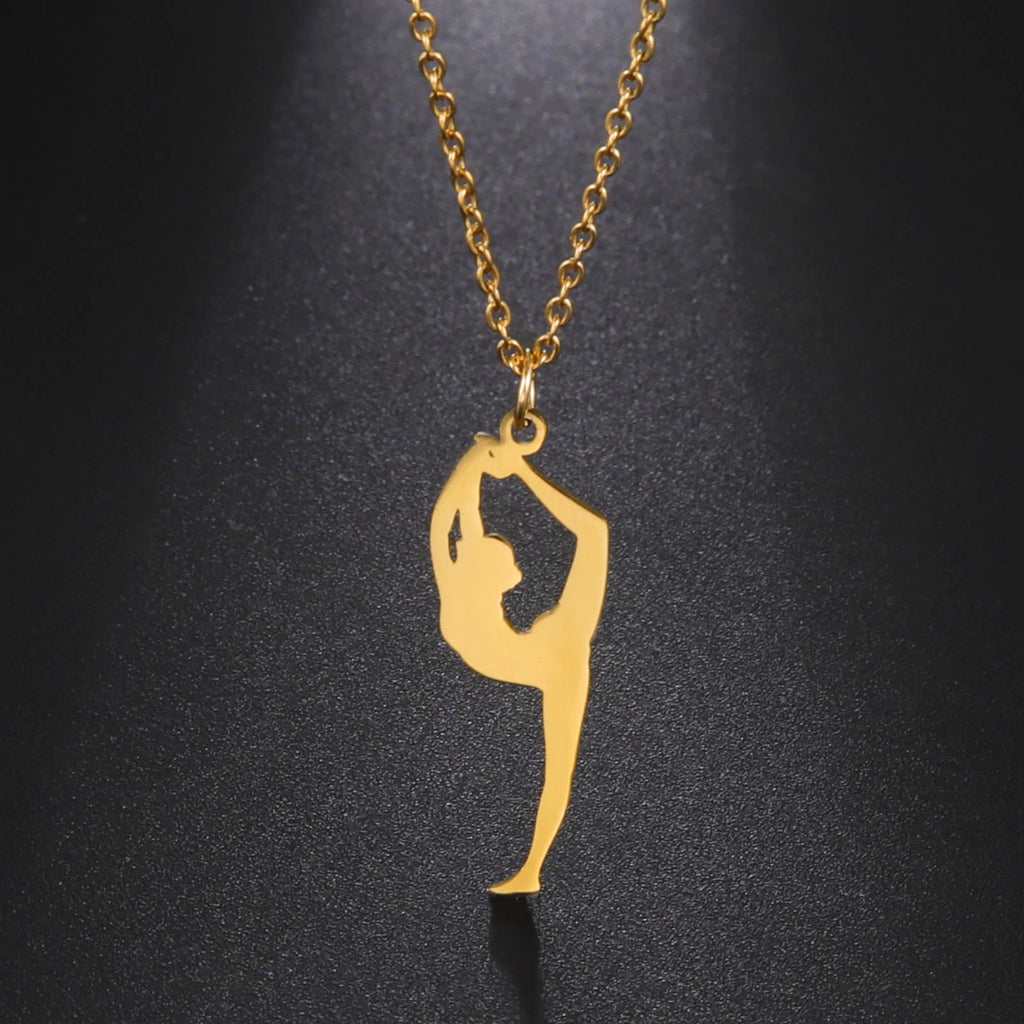 Amaxer Edelstahl Sport Sportler Künstlerische Gymnastik Halskette Für Frauen Anhänger Halsband Team Schmuck Geschenk
