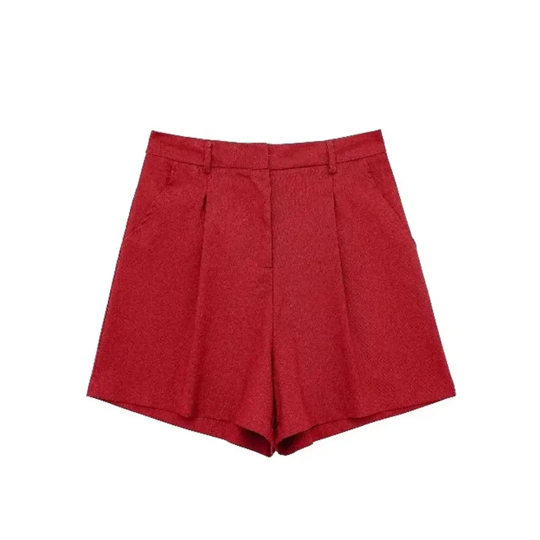 HH Frauen Elegante Feste Weste Hose Sets Einreiher V-ausschnitt Weste Top + Hohe Taille Dünne Shorts Dame Büro Tragen anzüge