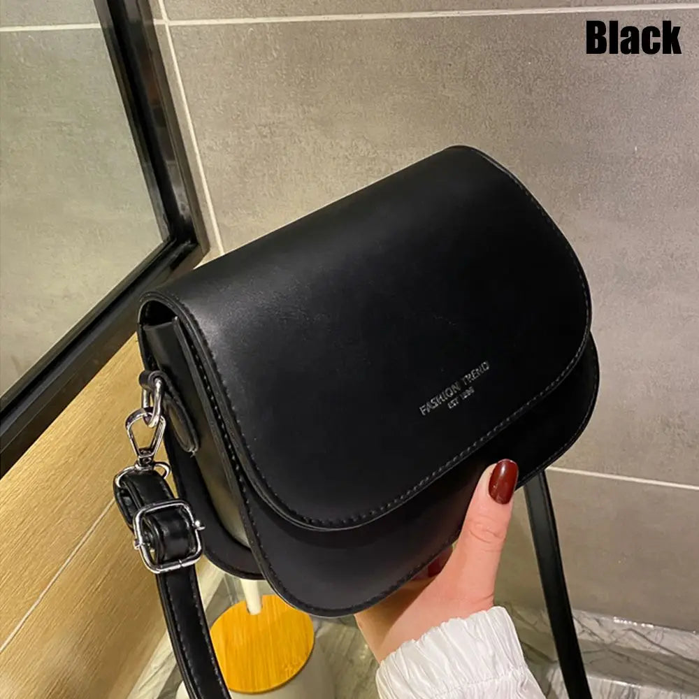 Trendy Sattel Schulter Tasche Frauen PU Leder Umhängetasche Einfache Feste Farbe Klappe Umhängetasche Mode Handtaschen Beutel