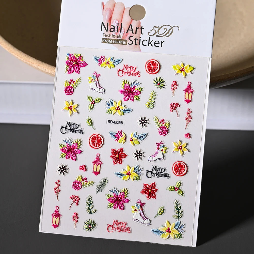 1 stücke 5D Nette Bunte Gänseblümchen Nail art Aufkleber Frühling Blumen Tulpe Weiß Gänseblümchen Nagel Aufkleber Sommer Blüte Floral Maniküre decora