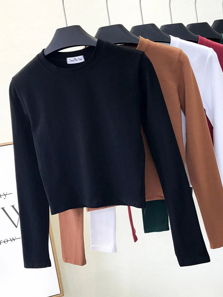 Sexy frauen Kleidung Oansatz Langarm Nabel Herbst Basis frauen Kleidung Mode Lässig Ropa Mujer