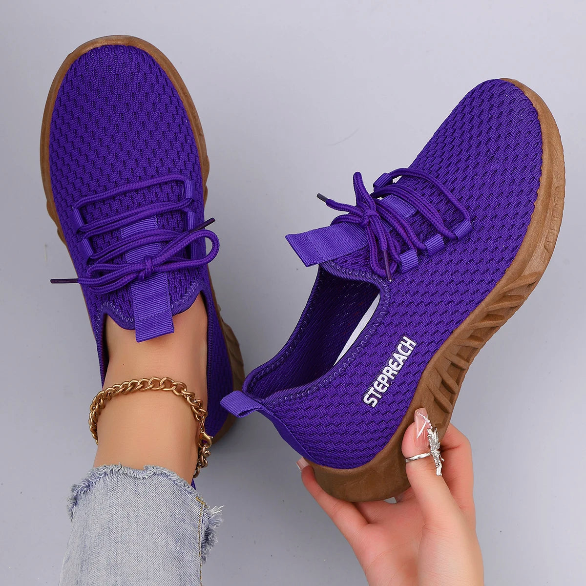 Frühling und Herbst Neue lässige Sportschuhe zum Schnüren für Damen, bequem, atmungsaktiv, leicht, verschleißfest, für Sport und Freizeit