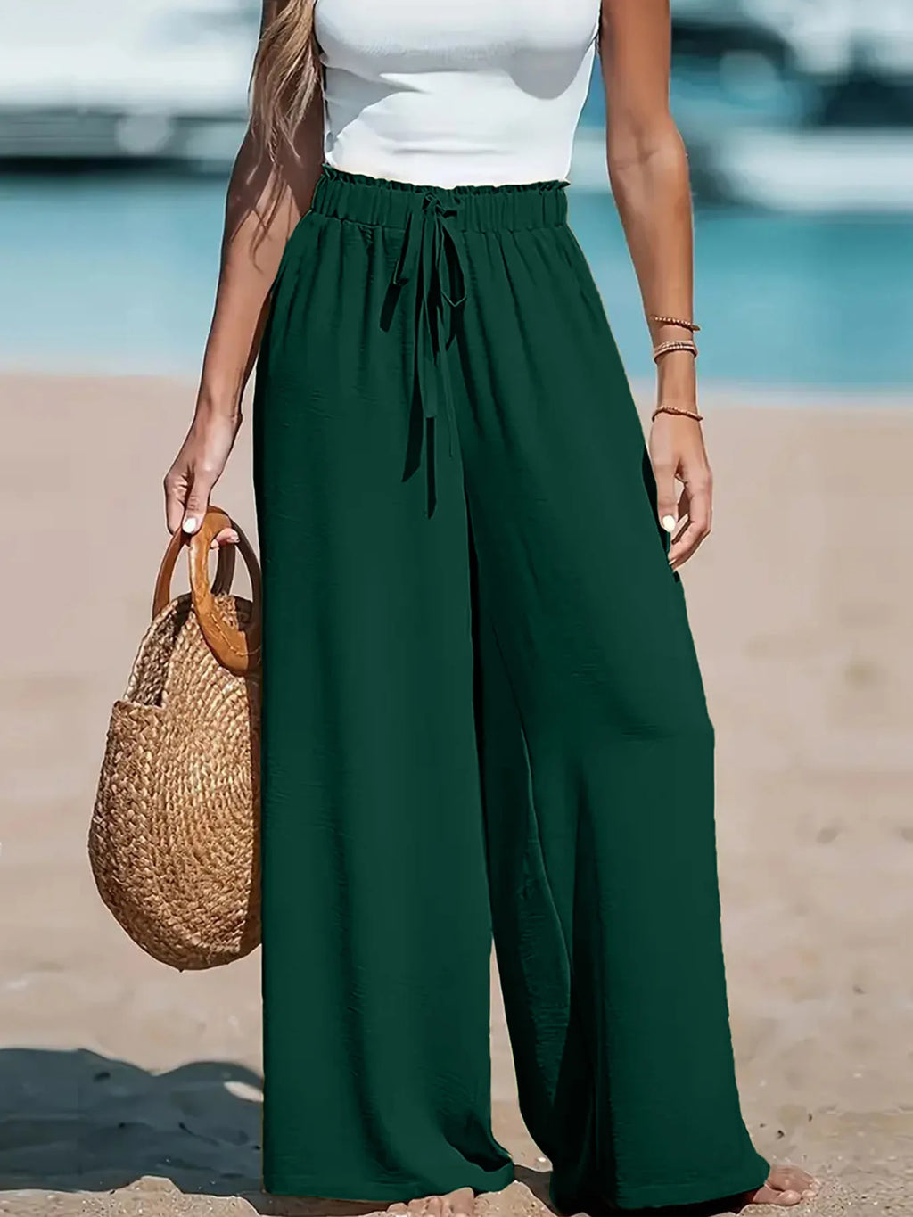 Damen 2026 Mode Kordelzug Weite Hosen Locker Sitzende Freizeithosen Bequeme Lockere Hosen Herbst Winter Damenmode