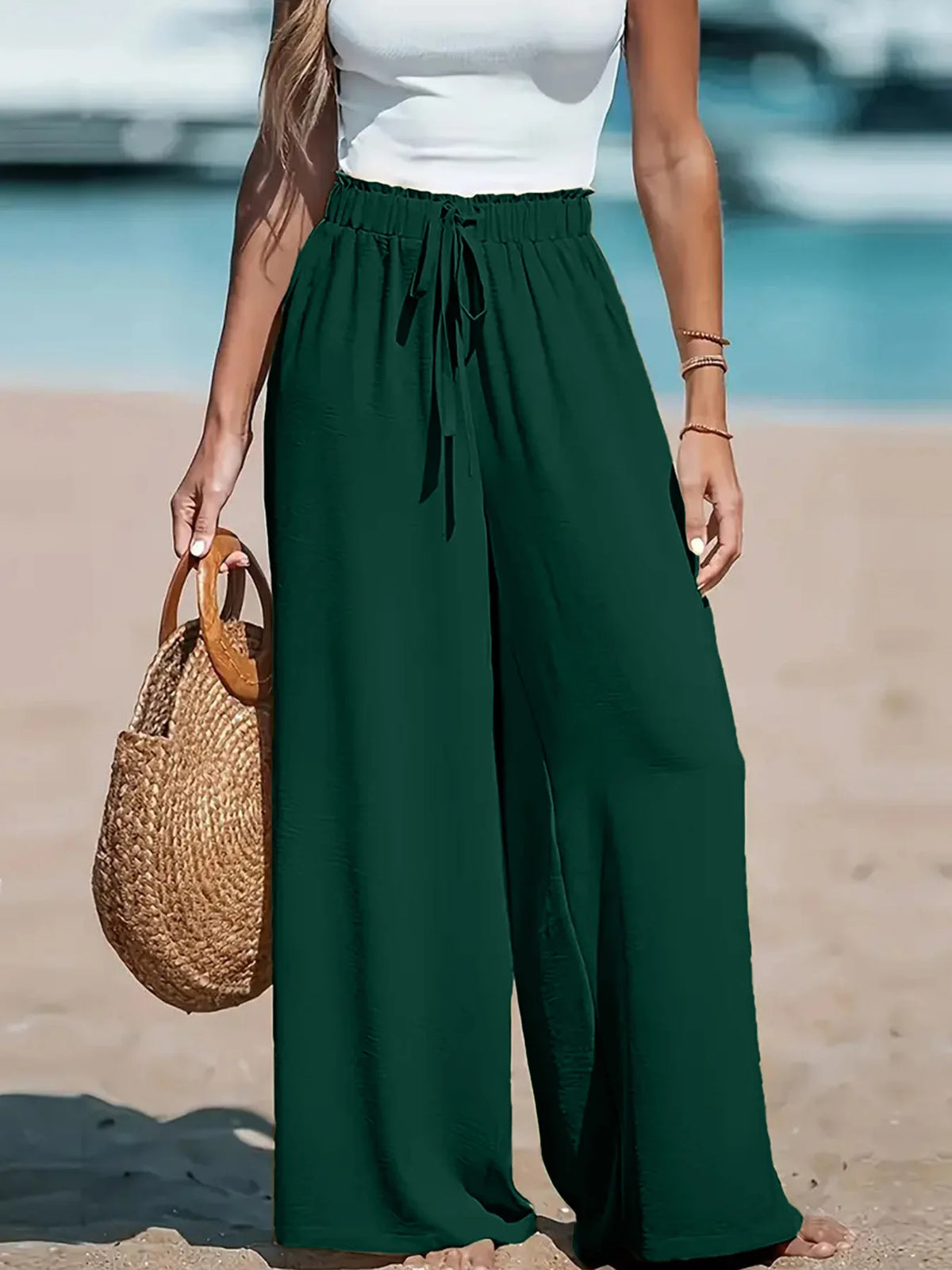 Damen 2026 Mode Kordelzug Weite Hosen Locker Sitzende Freizeithosen Bequeme Lockere Hosen Herbst Winter Damenmode