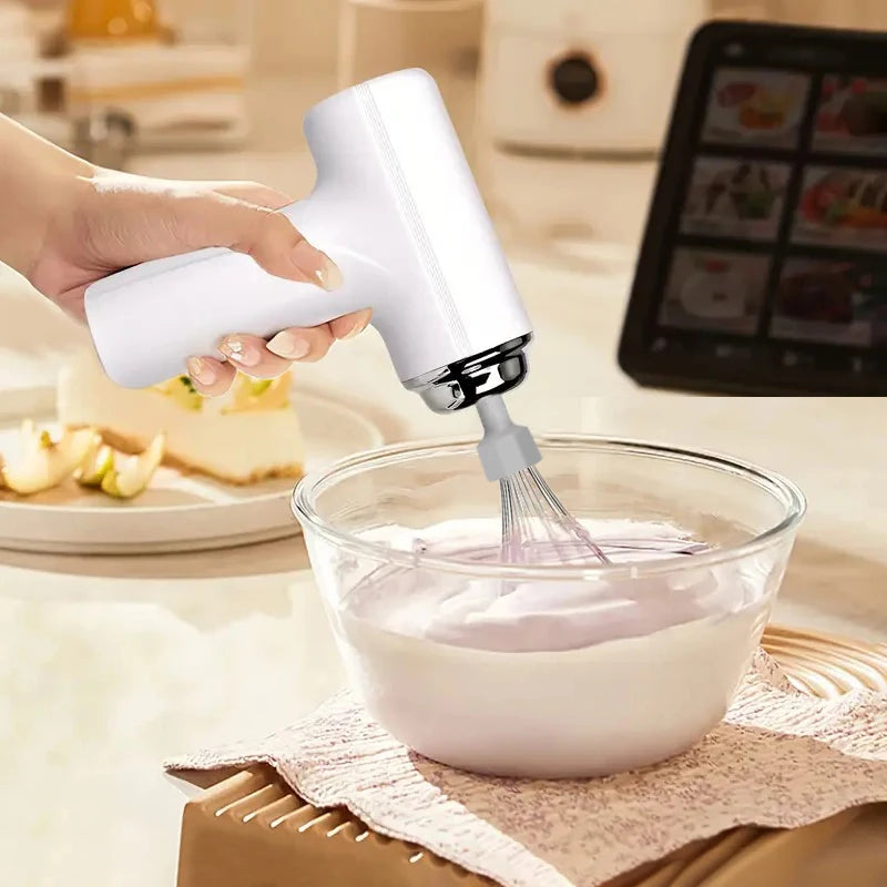 Handgehaltener Elektrischer Eierschläger mit 3 Geschwindigkeiten, Doppelstab-Ladegerät, Küchenmixer, Eiweiß-Mixer, Butter-Creme-Kuchen-Maker-Maschine