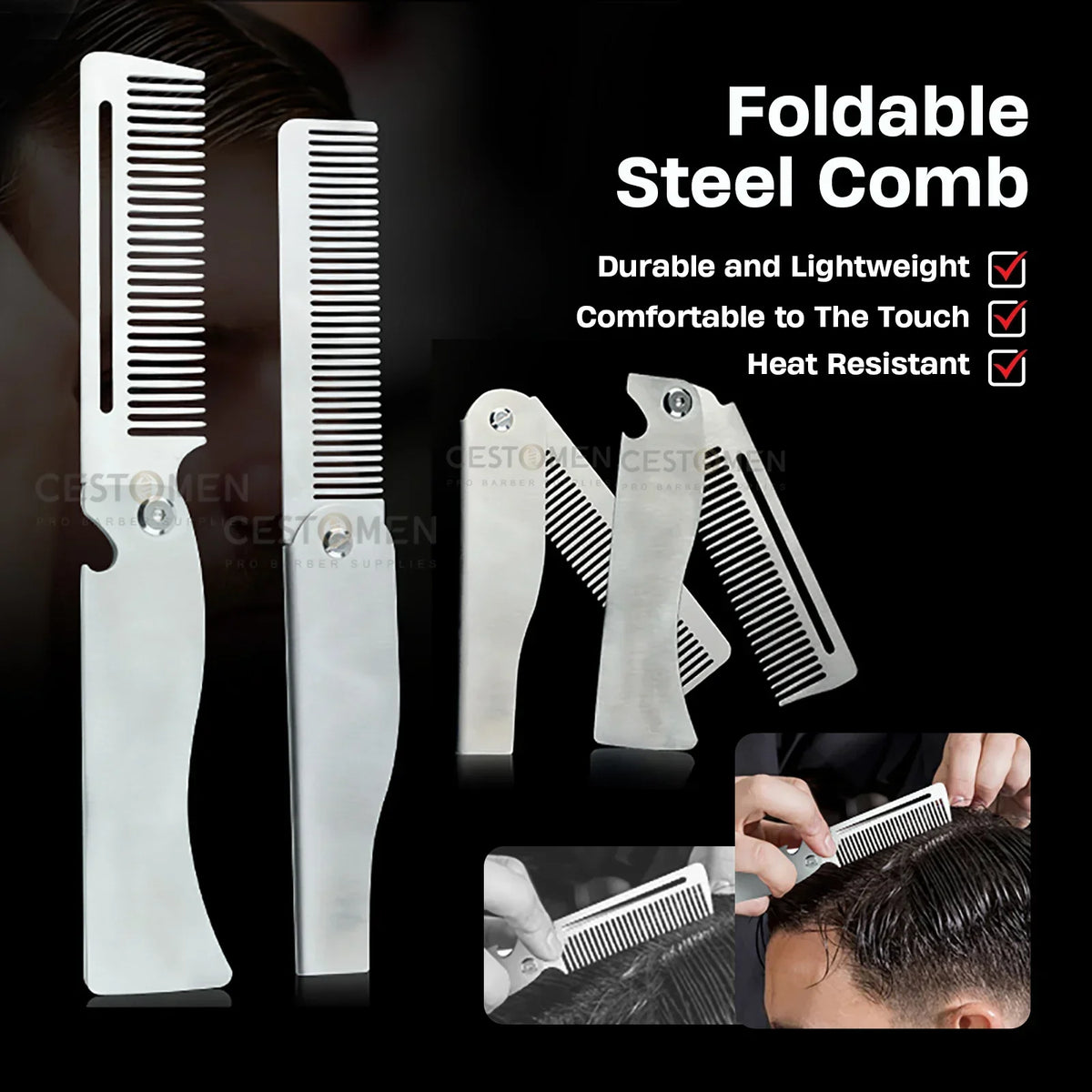 Neue Type1/2PCS Tragbare Stahl Kämme Falten Tasche Bart Kämme Für Männer Öl Kopf Haar Styling Kamm Salon barber Werkzeuge Für Haarschnitt