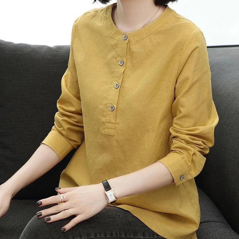 Frau Frühling Herbst Stil Blusen Hemden Dame lässig Langarm Stand Kragen Blusas Tops df4955