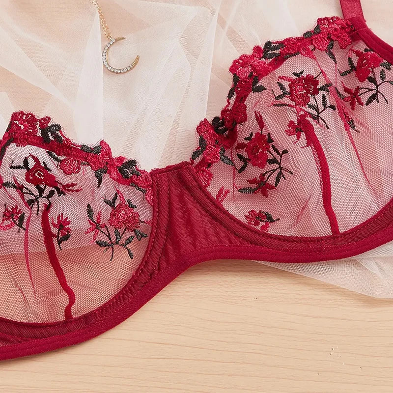 Porno sexy Frauen anzug Push-up dünne Bra lette Set verführer ische Unterwäsche exotische BH Embroid Print Büstenhalter stilvolle Dessous für Erwachsene