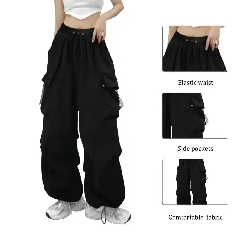 2025, Cargohose für Damen, Retro-Arbeitskleidung, lässig, Baggy, gerade Hose, modisch, breite Beintaschen, Joggerhose, Y2k-Streetwear