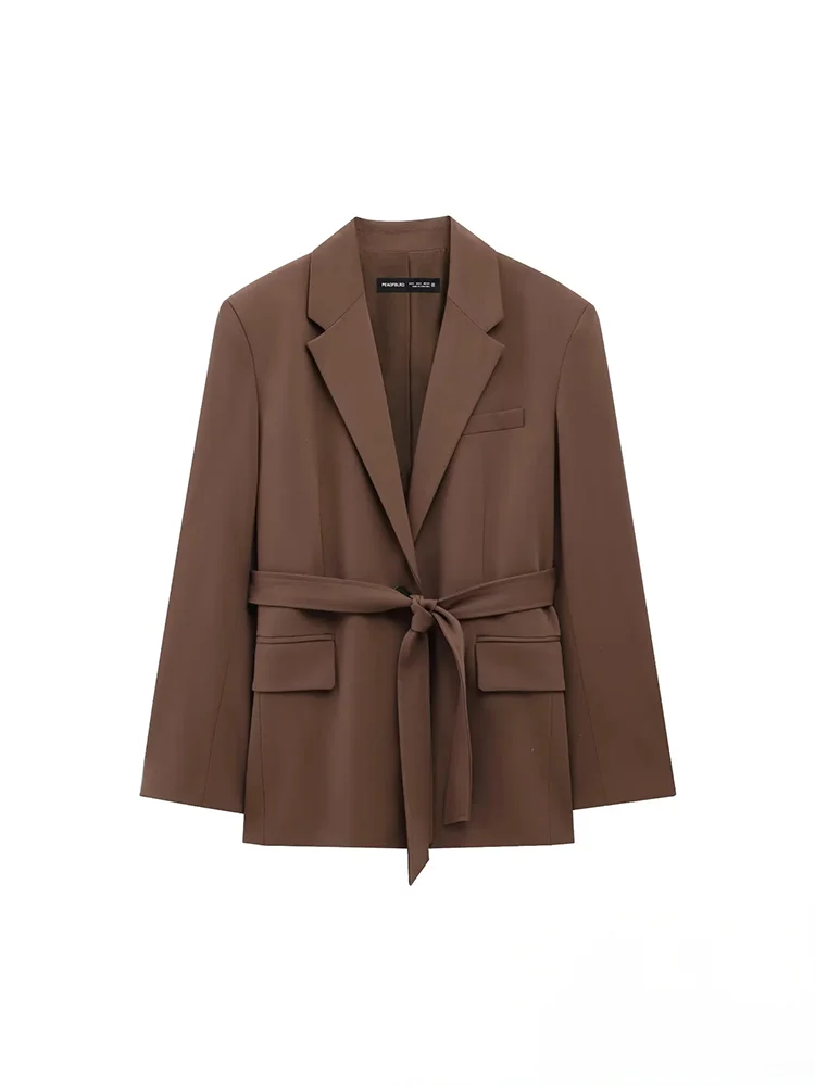 KONDALA Büro Dame Casual Chic Solide Frauen Anzug Single Button Schärpen Lose Blazer Zipper Hosen Mode 2025, Herbst Winter Sets