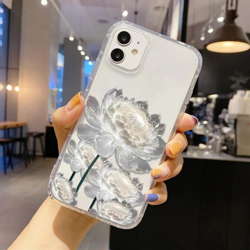 Blume Handyhülle für iPhone 17 Pro Hülle iPhone 16 14 13 11 12 15 Pro Max Air SE XR 7 8 Plus Silikon Soft TPU Clear Cover Funda
