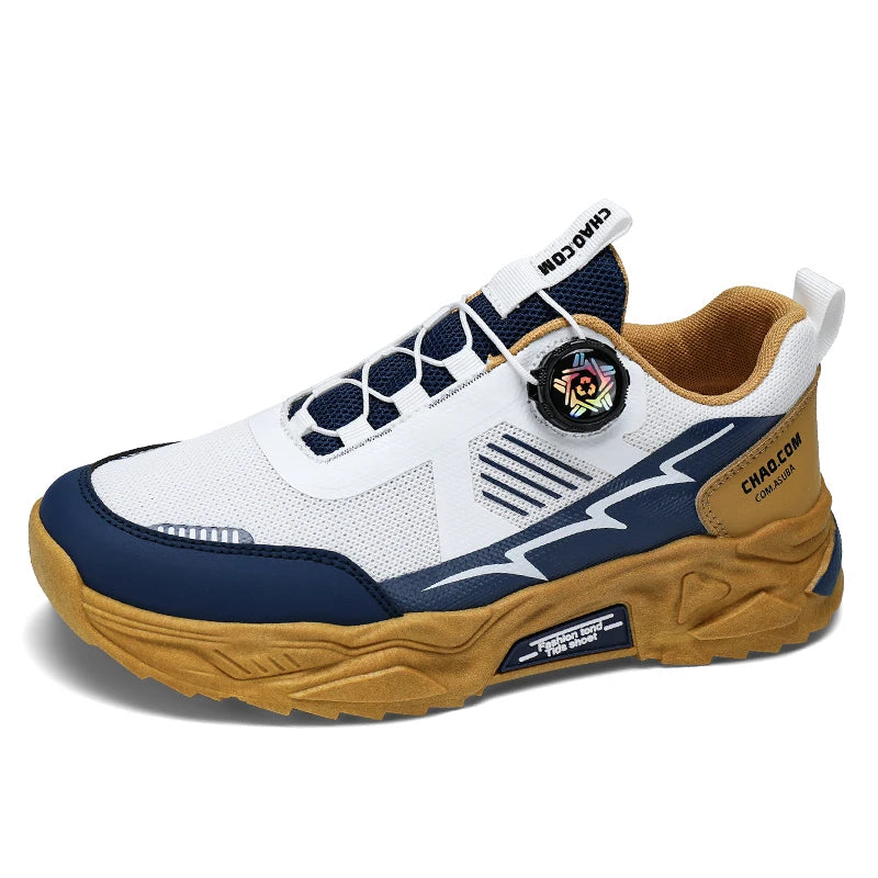 Koreanische atmungsaktive Freizeitsportschuhe für Herren, vier Jahreszeiten, neue weiche Sohle, rotierende Schnürsenkel, Outdoor-Laufschuhe, Studenten-Turnschuhe