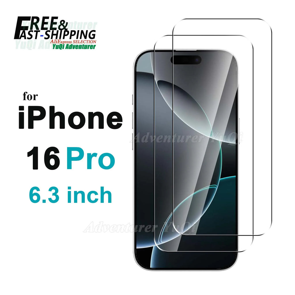 Displays chutz folie für iPhone 16 Pro gehärtetes Glas Kristall HD 9h transparente Anti-Kratz-Hülle freundlich hoch Aluminium