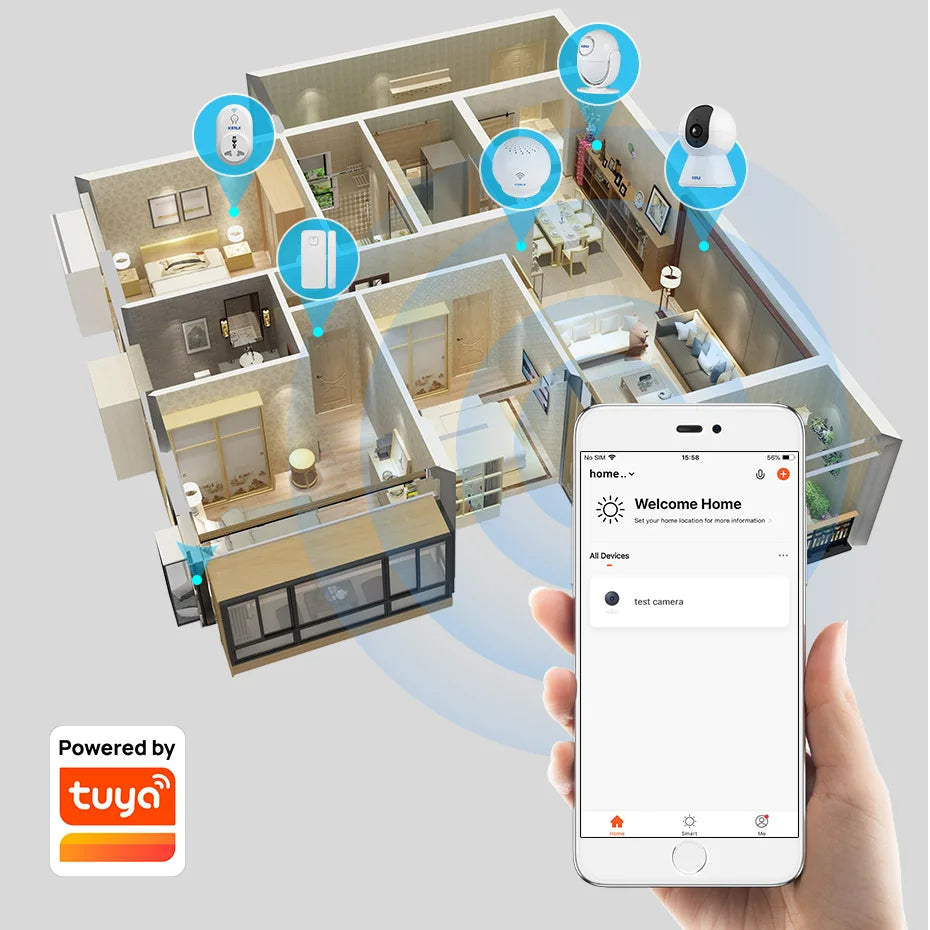 KERUI 5MP 4K WLAN-IP-Kamera Kompatibel mit Tuya Kabellose Smart Home Sicherheitskamera für Innenräume mit Menschenerkennung und Automatischer Verfolgung