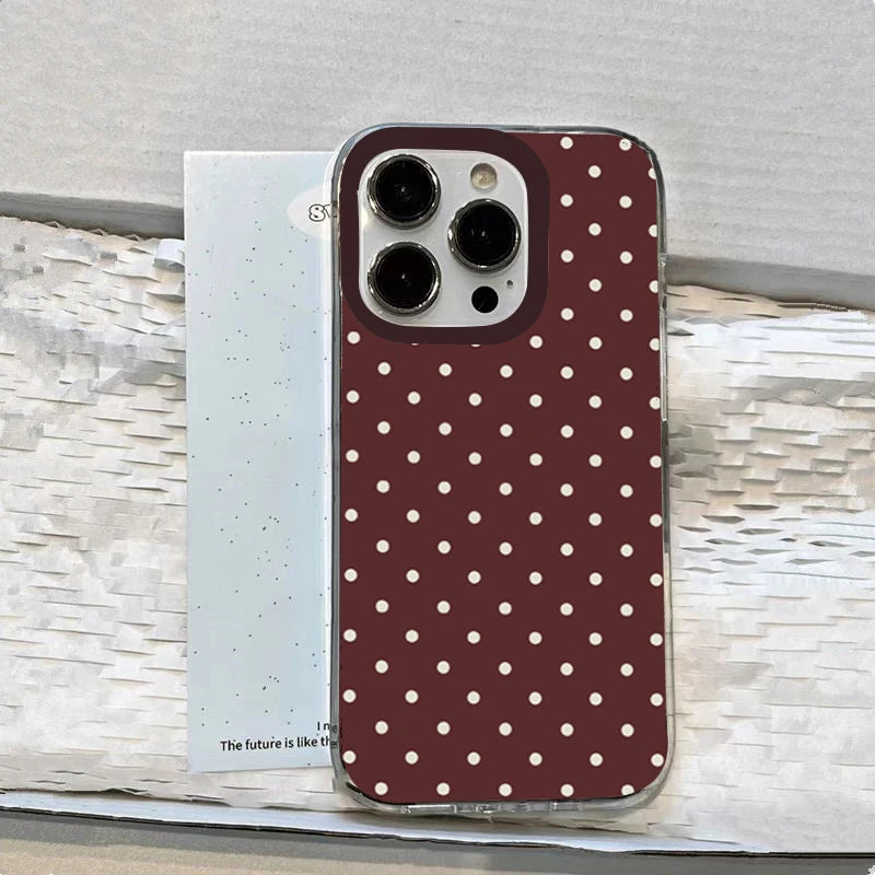 Niedliche braune gepunktete ästhetische Handyhülle für iPhone 17 16 15 14 13 12 11 Pro Max XS X 7 8 Plus SE 2022 16E Kreative TPU-Abdeckung