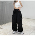 2025, lässige Jogger-Tech-Hose für Damen, solide Hose mit niedriger Taille, Kordelzug, weites Bein, Baggy-Hose, Y2k-Streetwear, Übergröße, Jogginghose