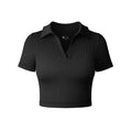 Damen-T-Shirt, sexy, kurzärmeliges Poloshirt, lässig, Sport, Tennisshirt, eng anliegend, Fitness, Yoga, Top, Damen-Top