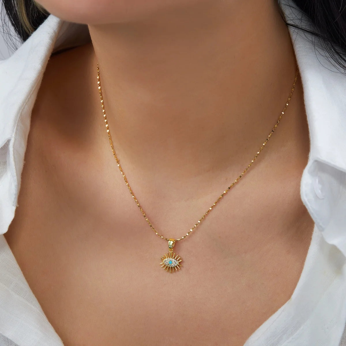 Glücksbringer Doppelschichtige Zirkon Böser Blick Halsketten für Damen und Herren Türkisches Auge Anhänger Halskette Party Schmuck Geschenk