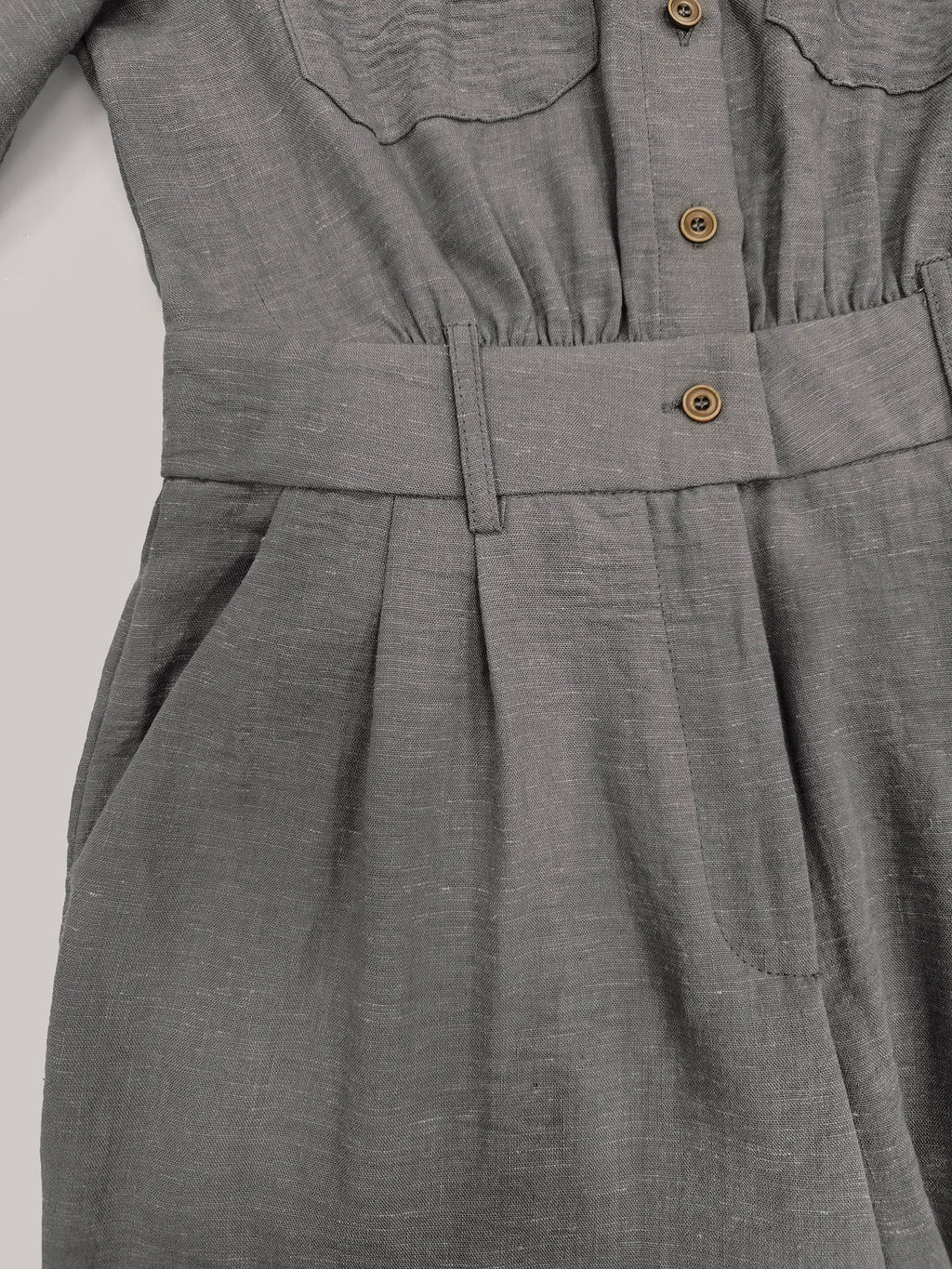 Damen Casual Utility Jumpsuit mit Doppelgürtel - Reverskragen Knopfleiste Langarm Haremshose Einteiler