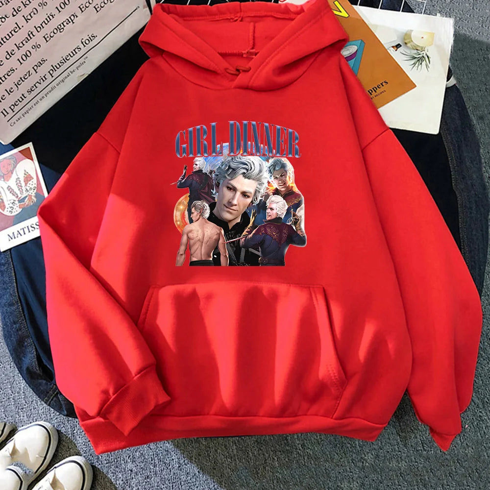 Baldur's Gate 3 Hoodies Grafikdruck mit Kapuze, bequemes Fleece-Sweatshirt, langärmelig, Harajuku-Kleidung, Moletom, süßer Kapuzenpullover