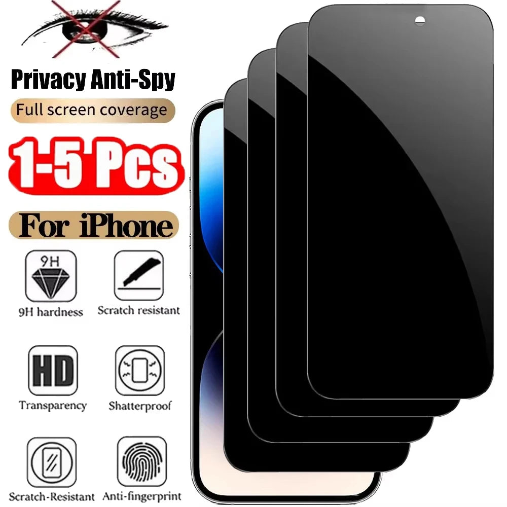 1-5 Stück Vollständiger Sichtschutz-Bildschirmschutz für iPhone 18 Pro Max 17 16 15 14 13 12 11 Pro X XR XS Max 16 15 Plus Anti-Spy Glas