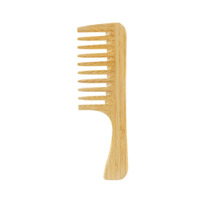 1Pcs Natürliche Bambus Holz Haar Kamm Anti-Statische Afro Gabel Kämme Für Frauen Runde Breite Zahn Holz Kamm haar Pinsel frauen