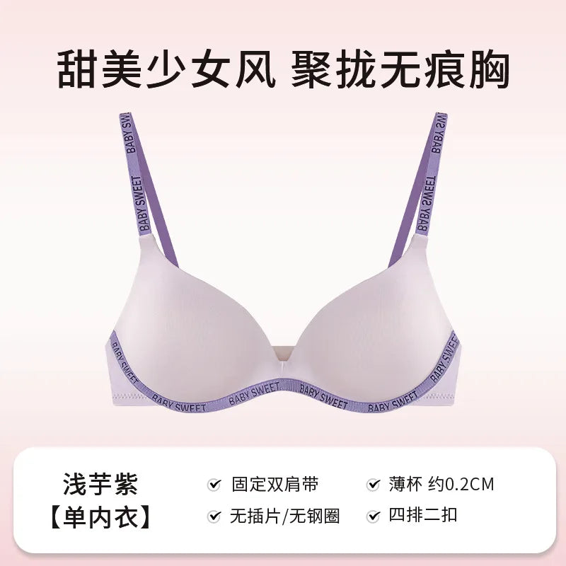 Kabelloses, nicht gepolstertes BH-Set für kleine Brüste, nahtloser Komfort-Bralette und Slip, reine, elegante Damenunterwäsche für Teenager und Mädchen