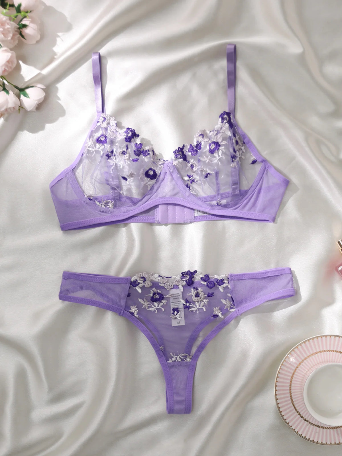 Sexy Dessous ausgefallene Spitze Erotik-Set Frau 2 Stück transparente Damen unterwäsche Stickerei erotisch schöne BH und Höschen-Sets
