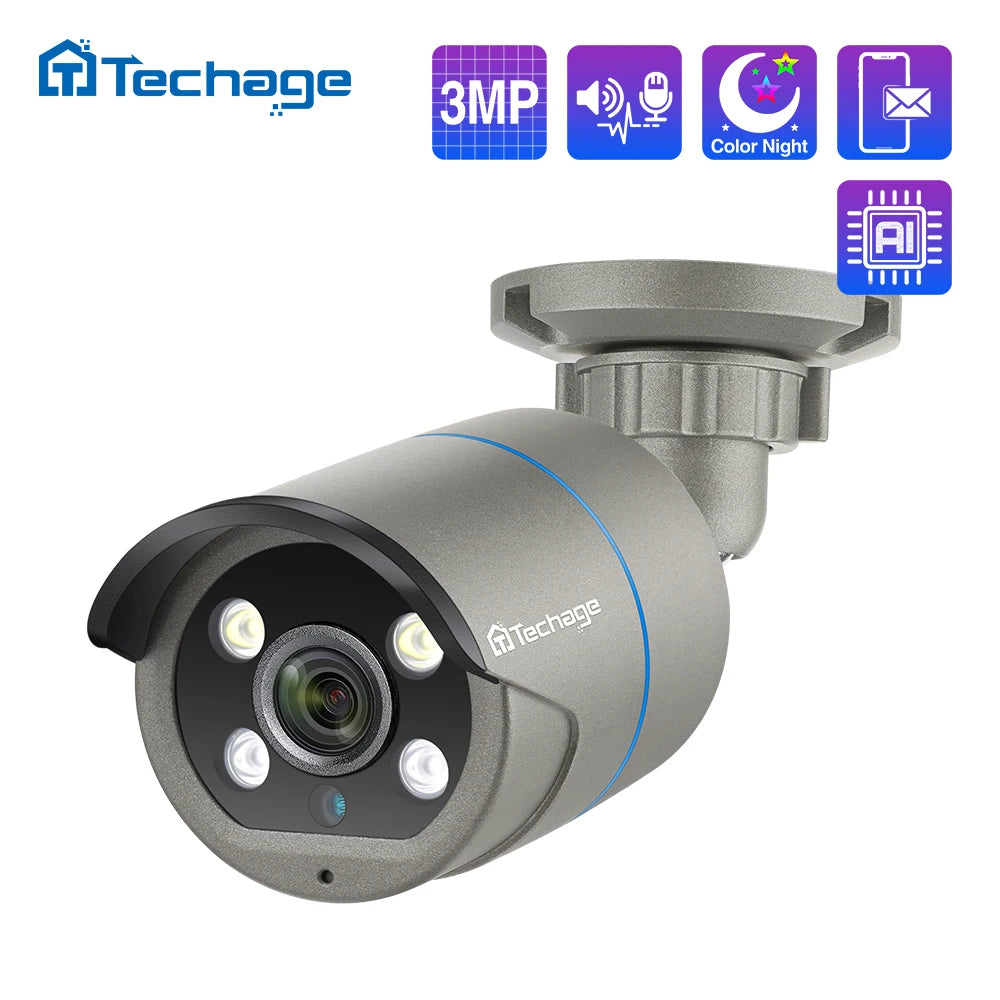 Techage 4MP Zwei-Wege-Audio POE IP-Kamera H.265 IP66 Wasserdichte Outdoor-Video-CCTV-Sicherheitsüberwachungskamera für POE NVR-System