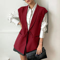 2025ZANZEA Herbst Frauen Outwear Mode Ärmellose Weste Revers Kragen Weste Elegante Spitze Up Blazer Streetwear Büro Jacken