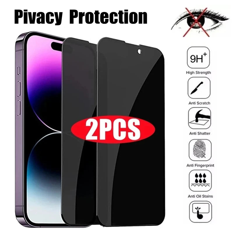 2 Stück Full Cover Privacy Displays chutz folie für iPhone 11 12 13 14 15 Pro Max Anti-Spion-Glas für iPhone 11 13 14 15 Pro Max Glas