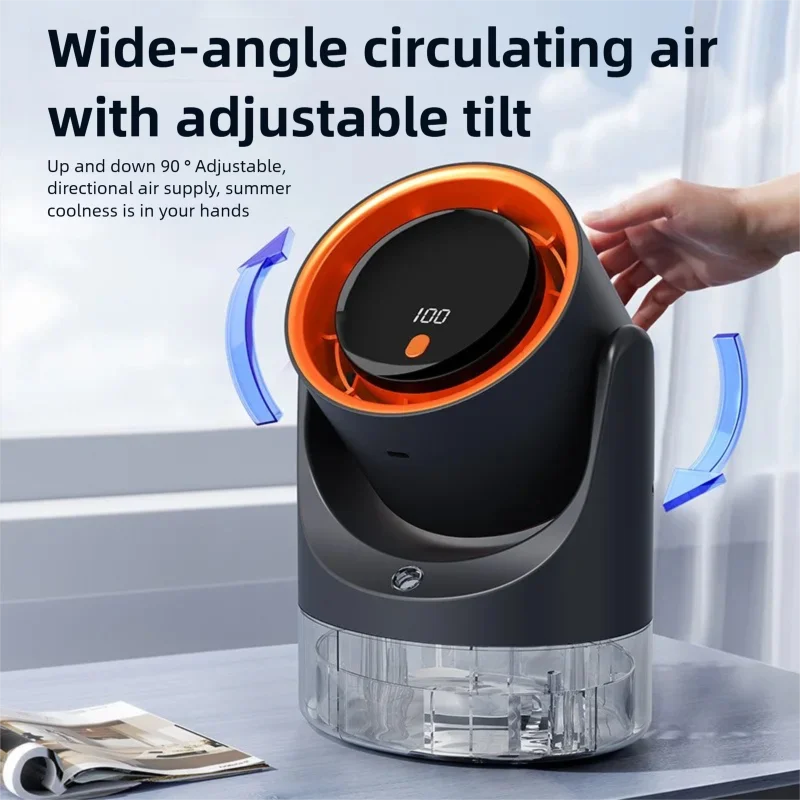 Mini-Elektroventilator mit Einloch-Sprühfunktion, Klimaanlage, Kühlung, Tischventilator, Befeuchtung, Zirkulationsventilator, 360° °   Einstellbar