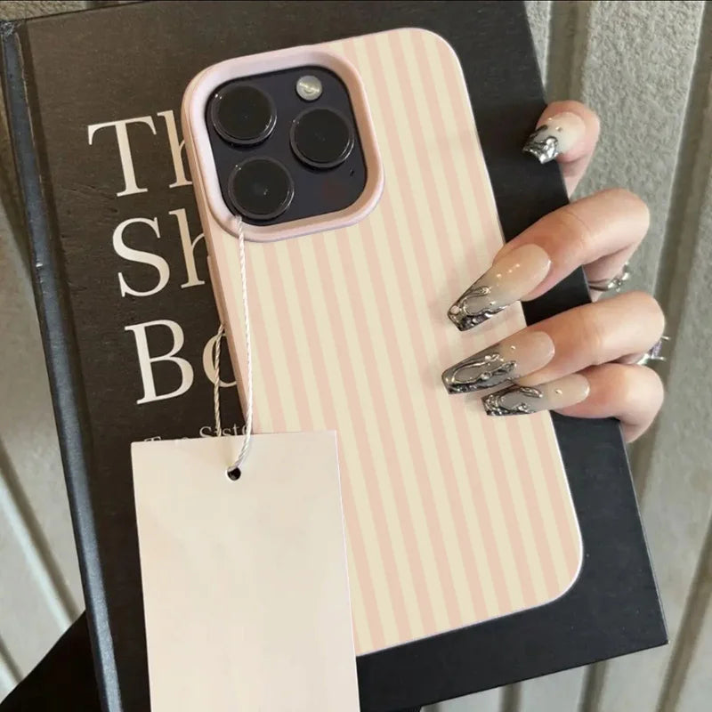 Elegante Rosa Gestreifte Trendige Handyhülle für iPhone 17 Pro Max 16e 16 15 14 13 12 11 Pro Max 17e 17Air Stoßfeste Weiche Schutzhülle