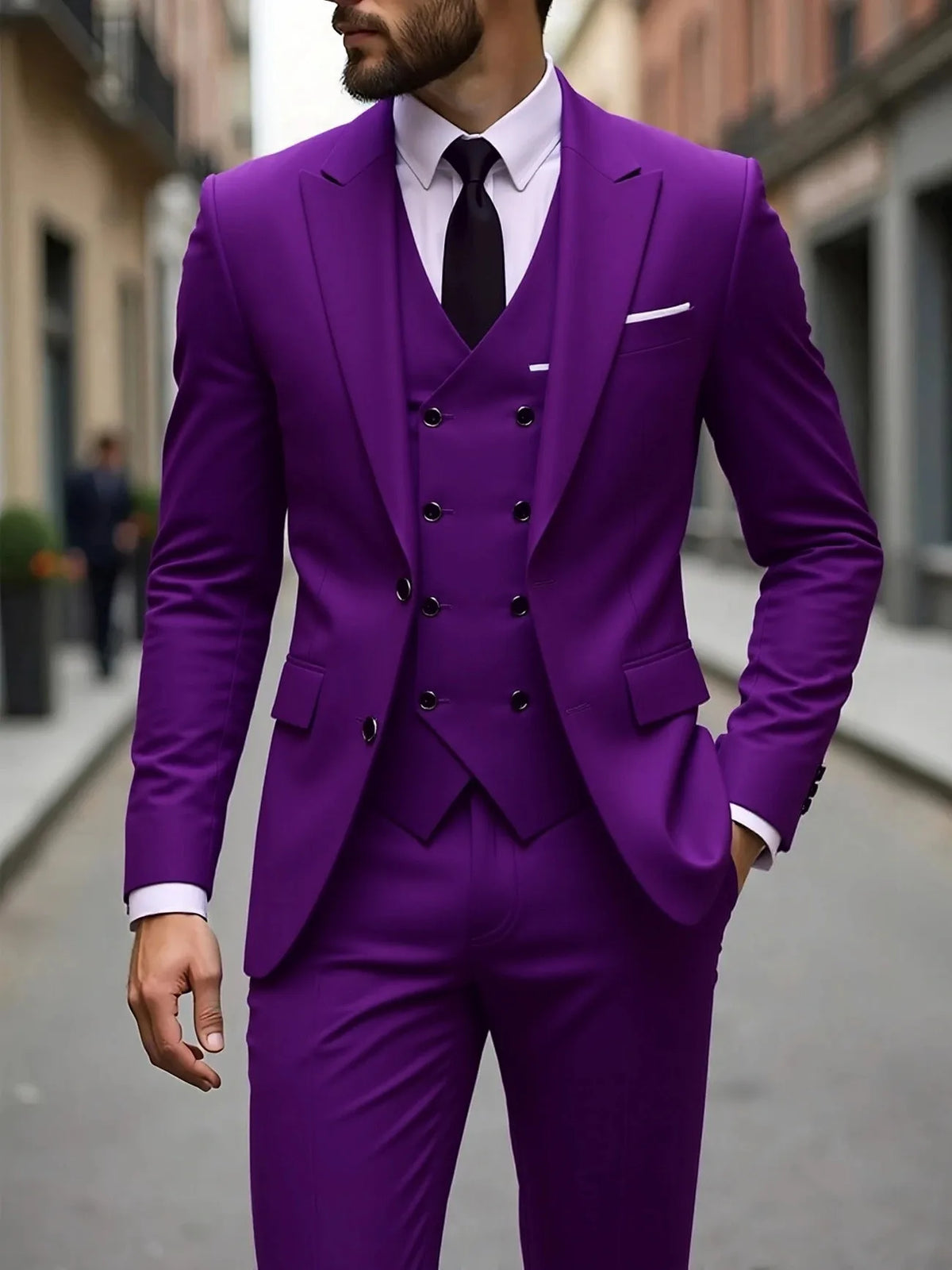 Klassische Hochzeitsanzüge Slim Fit für Bräutigam 3-teiliger Anzug für Trauzeugen Formelle Herrenanzüge für Geschäftsanlässe (Jacke+Weste+Hose)