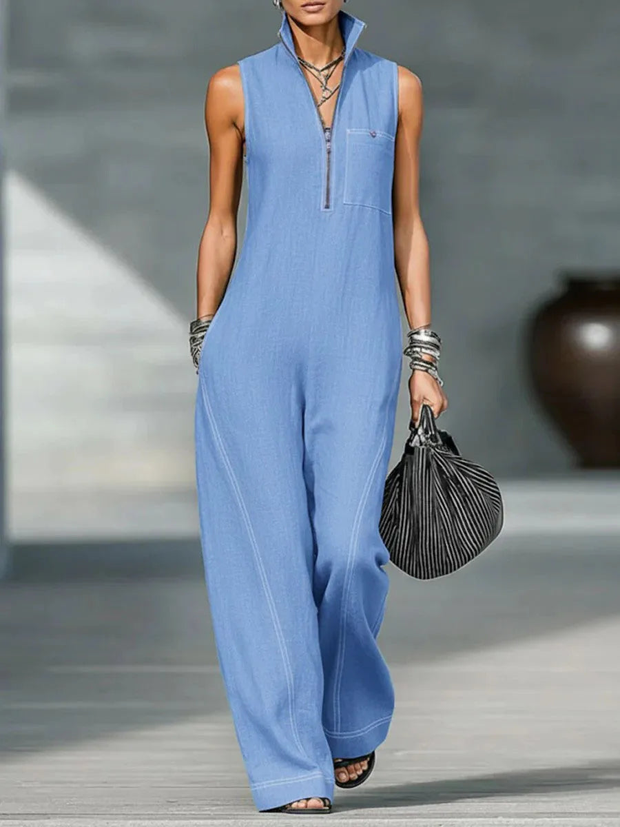 Ärmelloser Lässiger Lockerer Jumpsuit Bequemer Atmungsaktiver Einteiler für Damen