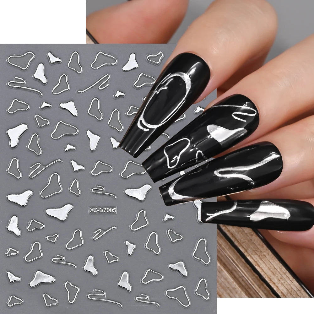 1 Stück Blauer Edelstein Stern Sonne Mond Nagelaufkleber 3D Böhmisches Sternenlicht Herz Schlange Selbstklebende Abziehbilder Französische Linien Streifen Maniküre Sliders