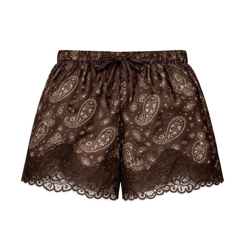 Sexy Spitzen-Patchwork-Top und Shorts-Set für Damen, Bedrucktes Strand-Neckholder-Top, Ärmellos, Rückenfrei, Kurze Hose, Damen-Set für den Sommerurlaub 2026