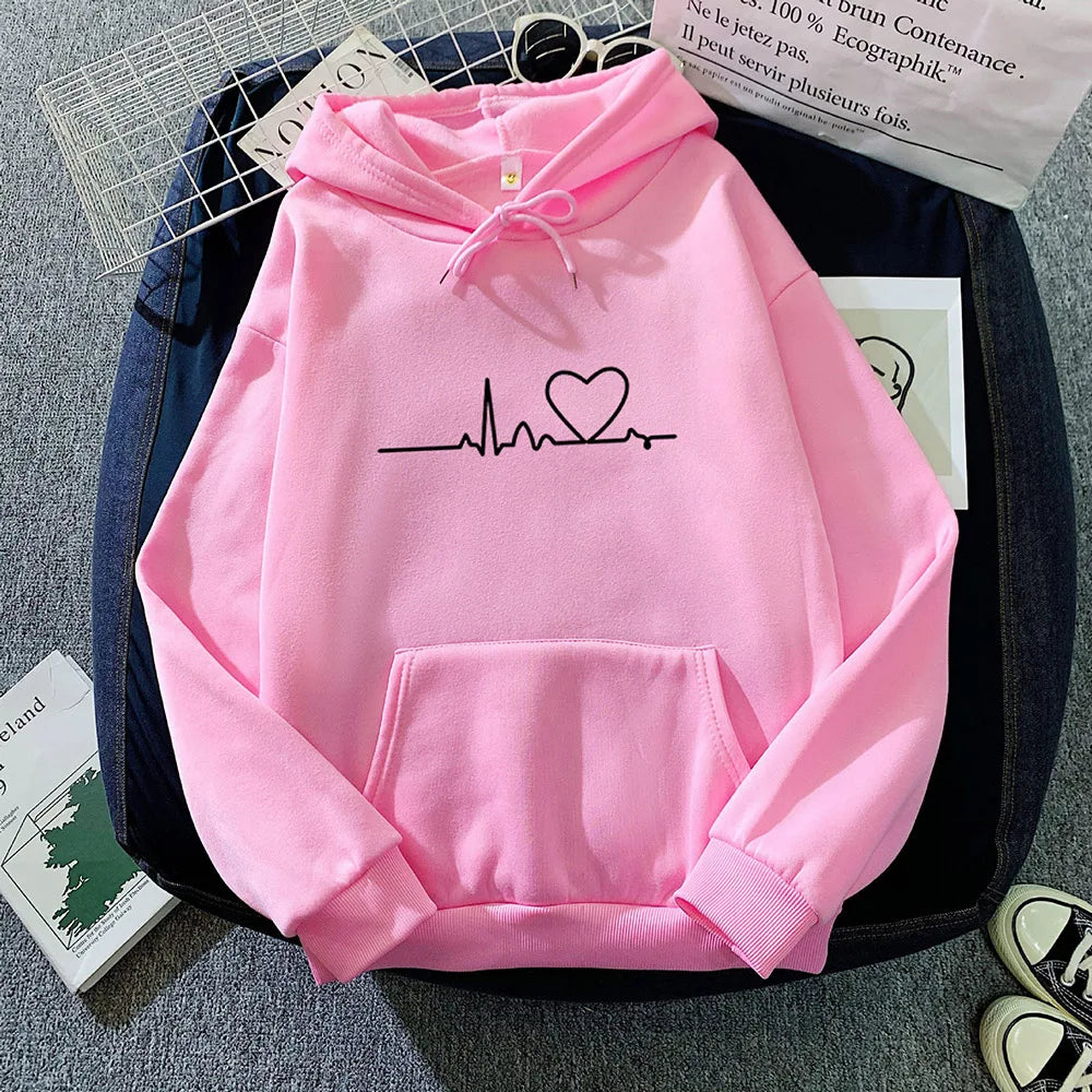 Frauen Casual Drucken Lose Hoodies Frühling Langarm Mit Kapuze Sweatshirt Harajuku Einfache Tops Faul Stil Pullover 2023 Streetwear