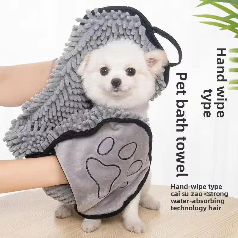 Handtuch im Taschenformat aus dickem Chenille für Haustiere, super saugfähig, schnelltrocknend, weiches Pflegetuch, universell für Hunde, Katzen und andere Haustiere.