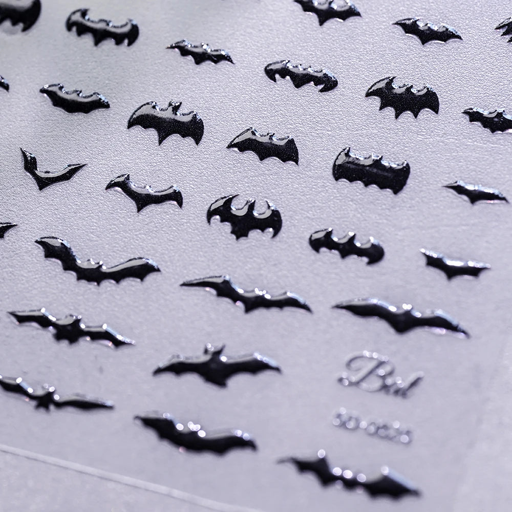 1 stücke Dark Horror Schädel Kürbis Kopf Nagel Aufkleber Schwarz Fledermaus Spinne Geist Gesicht Halloween Nagel Aufkleber Halloween Nagel Aufkleber versorgung