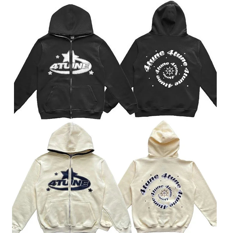 PlusSize Kleidung Stern Brief Drucken Retro Übergroßen Hoodie Frauen Y2K Straße Hip-Hop Farbe Harajuku Casual Zipper Frauen Sweatshirt