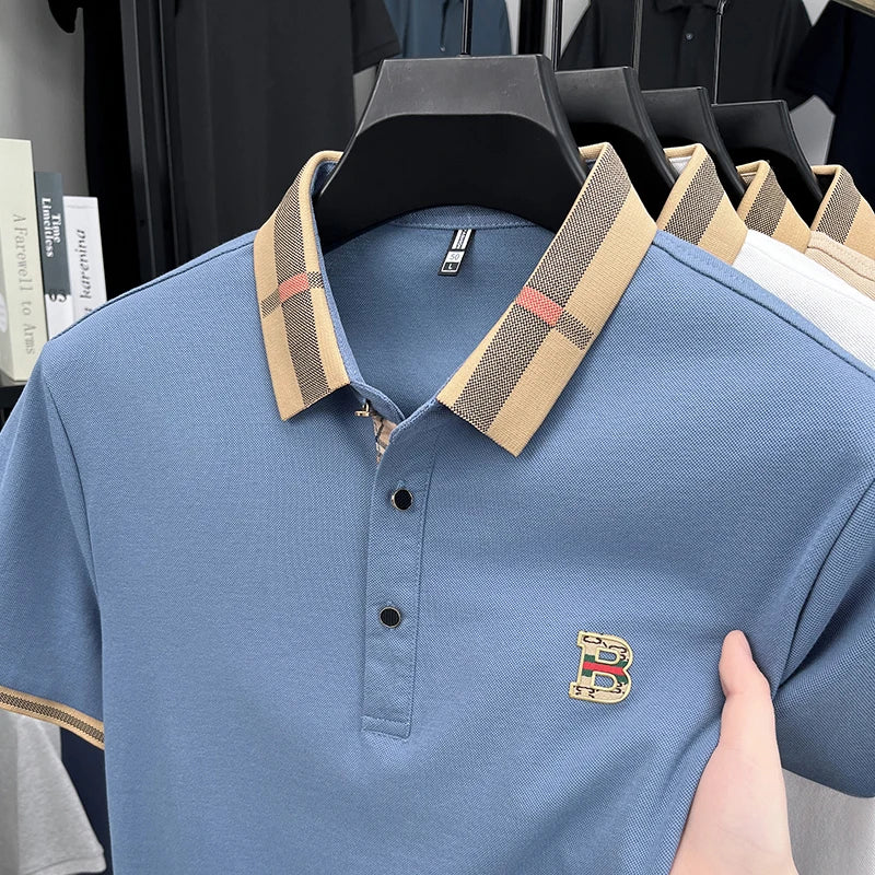 Bestseller Marke Sommer Neu 100% Reine Baumwolle Komfortables Poloshirt Modisches Herren-Klassiker mit Buchstaben-Emblem Lässiges Kurzarm-Shirt