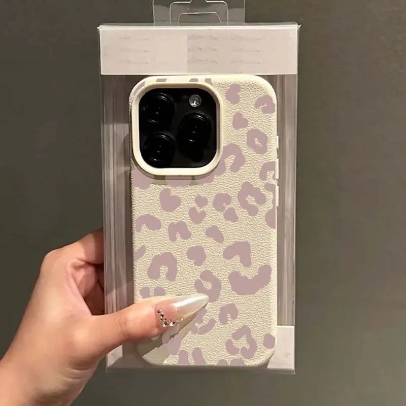 Handyhülle für iPhone 16e 16 15 14 13 12 11 Pro Max 16 Plus XS Max X XR Minimalistischer Leopardenmuster Lichee-Muster Weiche TPU-Abdeckung