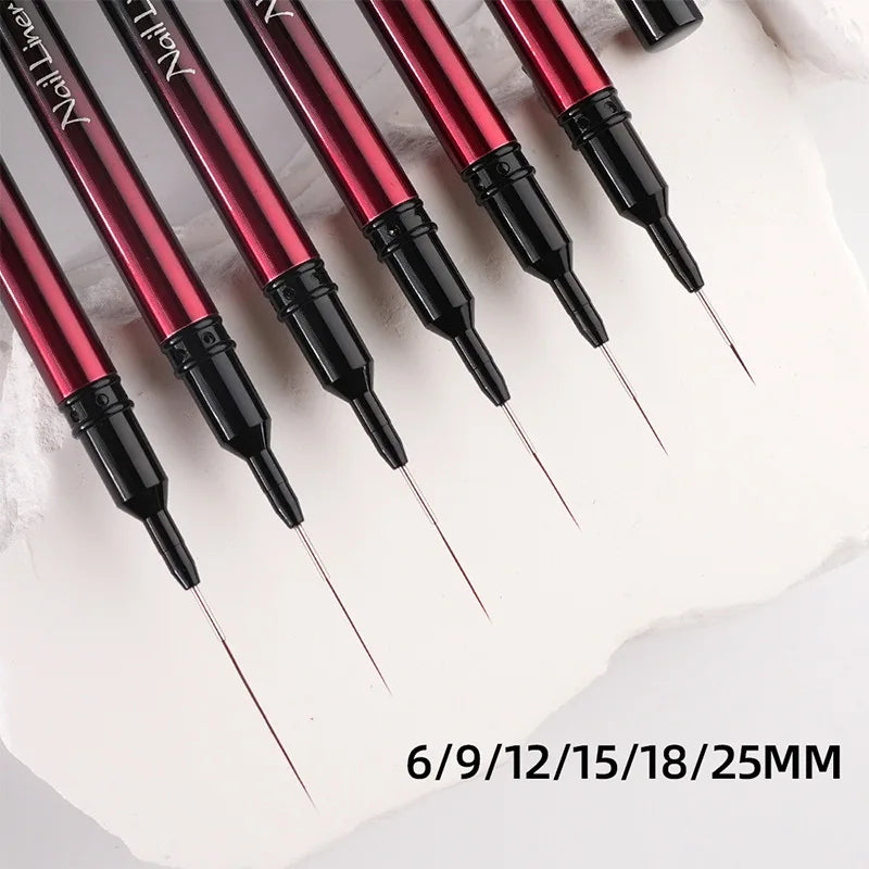 6/9/12/15/18/25mm Nail Art Liner Pinsel Gel-Nagelpinsel Gel-Nagellack Malerpinsel Zeichnen Nagelkunst Design Pinselstift