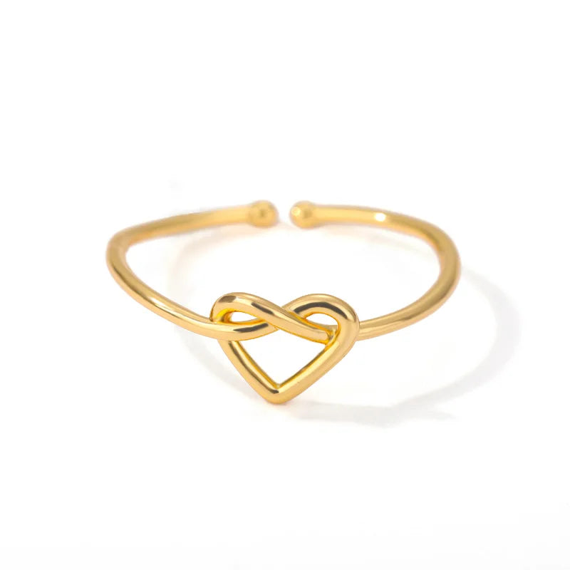 Einfache Edelstahl Herz Ringe Für Frauen Mädchen Öffnung Gold Farbe Finger Ring Hochzeit Engagement Weibliche Schmuck Party Geschenk