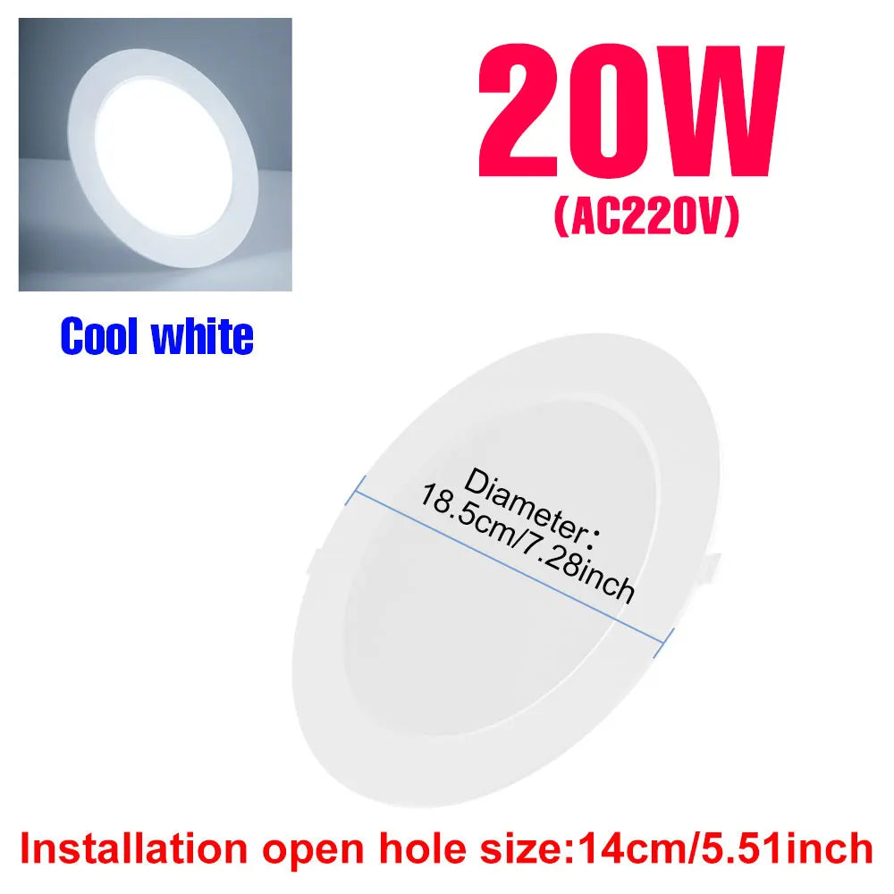 25W LED-Downlight, runde Deckenleuchte, AC220V, für Zuhause, Balkon, Foyer, Arbeitszimmer, Flur, sanfte Beleuchtung, kein Flimmern, kaltweiß