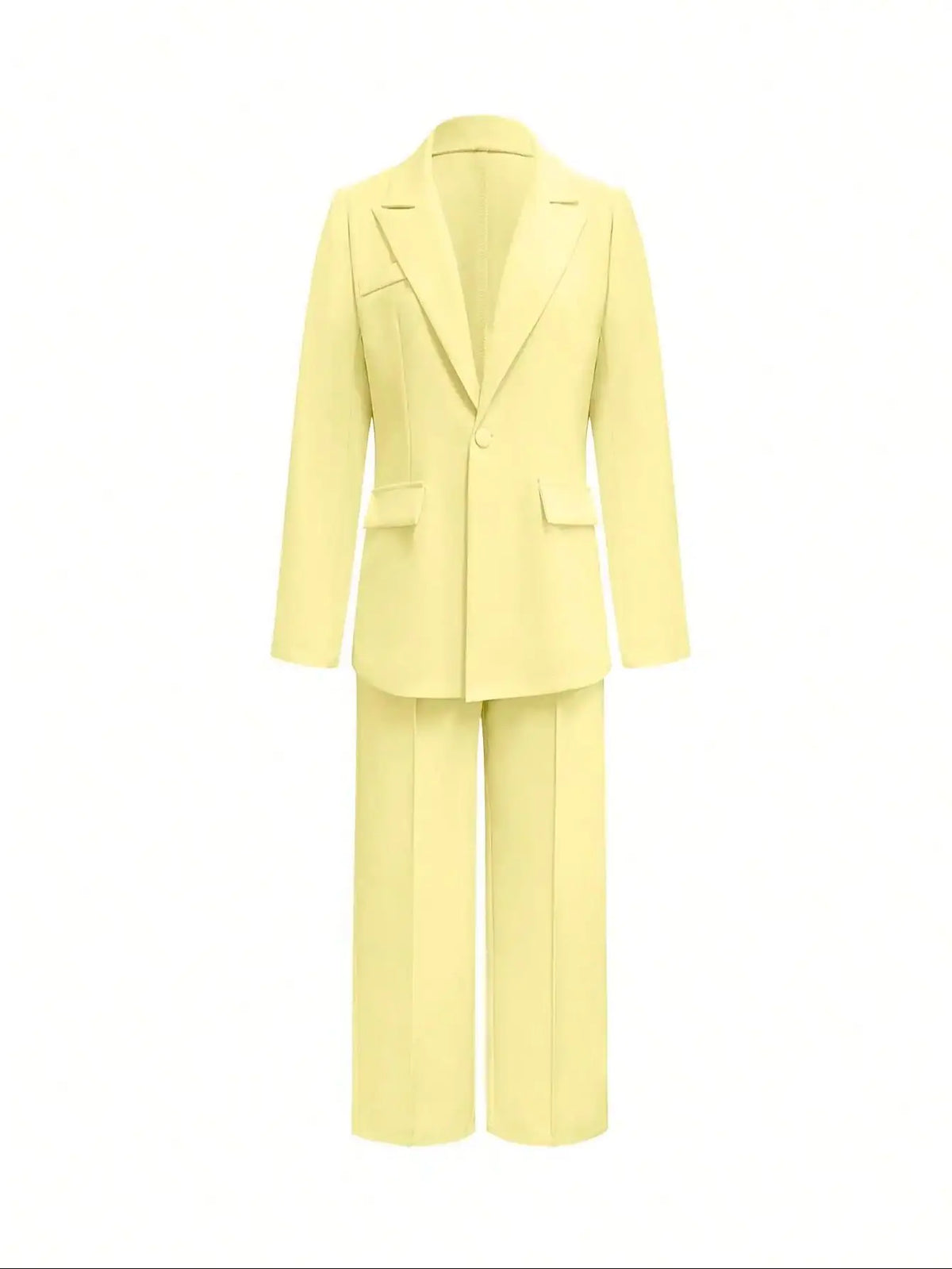 2-teiliges Anzug-Set – figurbetonte Blazer-Jacke und weit geschnittene Hose mit hoher Taille, elegantes Büro-Outfit für Arbeit, Business und formelle Anlässe