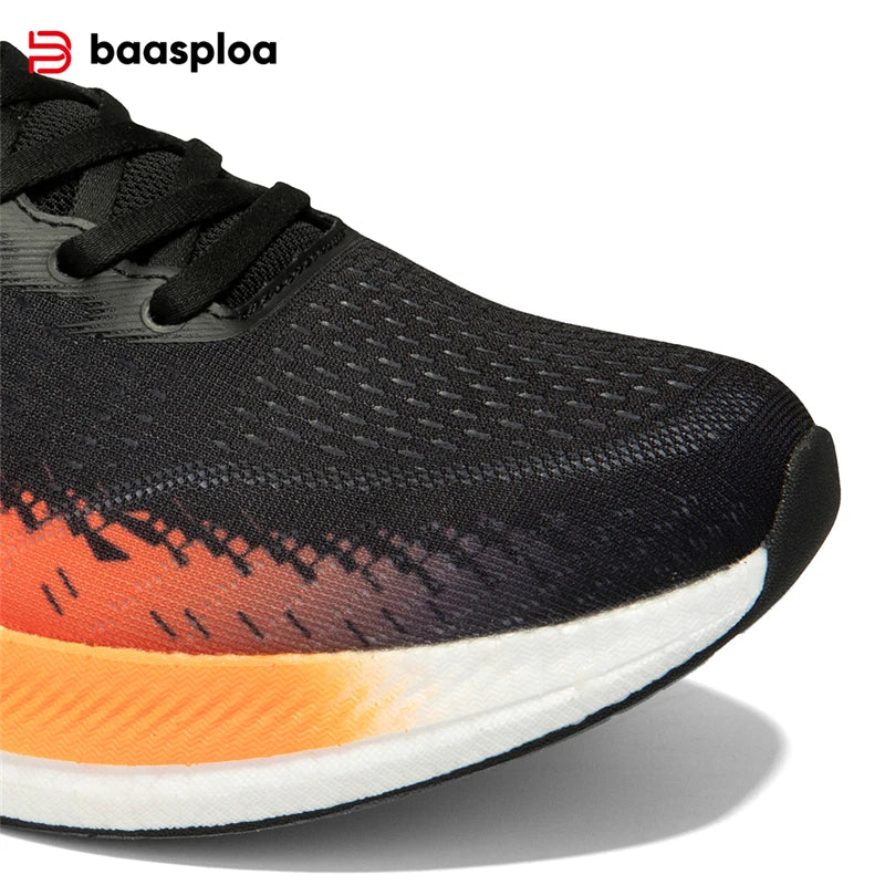 Baasploa Herren-Laufschuhe, atmungsaktiv, leicht, professionelle Sport-Turnschuhe, männliche Komfort-Turnschuhe mit Carbonplatte, rutschfeste Marathon-Turnschuhe