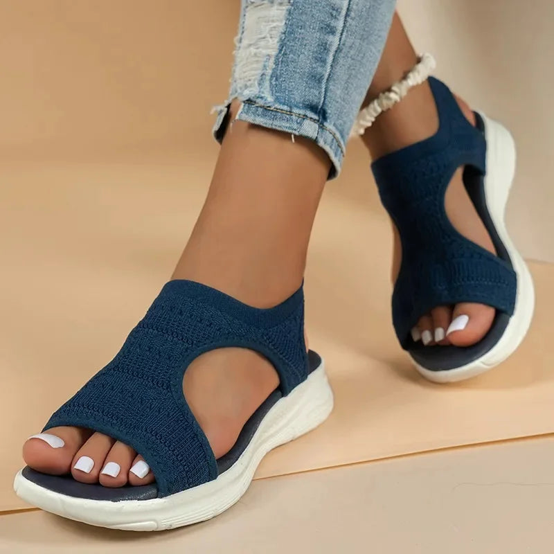 Damen-Schuhe 2026 Sommer Bequeme Freizeit-Sportsandalen Damen-Strand-Keilsandalen Damen-Mesh-Strick-Römersandalen
